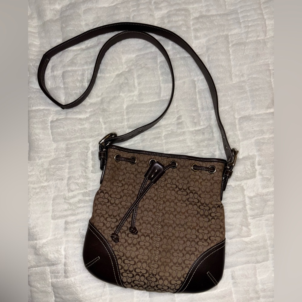 Coach Vintage 6387 Signature Drawstring Crossbody Bag in Brown